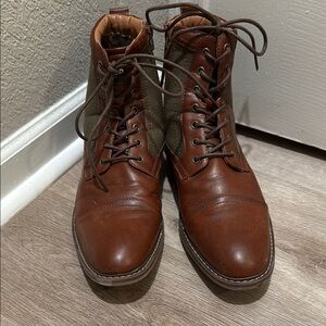 Brown Leather Lace-Up Ankle Boots